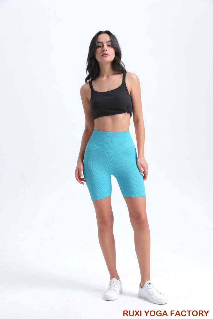 女士黑色高腰瑜珈短褲RUXI tw3619製造商直銷